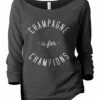 Budget 🧨 Thread Tank Gunmetal 'Champagne Is For Champions' Three-Quarter Sleeve Slouchy Pullover - 👩 Women 🔔